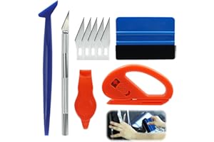 kiki fancy Car Vinyl Wrap Tool Kit, 10Pcs Window Tint Tool Wallpaper Smoothing Kits Including Felt Squeegee Edge Trimmer Mini Soft Corner Squeegee Installing Auto Wraps and Car Stickers