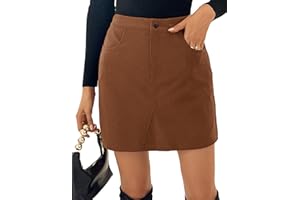 Kate Kasin Women's Corduroy Mini Skirt High Waist Slim Fit Wrap Skirt Autumn & Winter Corduroy Skirt Short Skirt Made of Corduroy