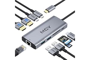 MCY Docking Station 2 Monitor Hub with 2 HDMI, 10-in-1 USB C Hub with Dual 4K@60Hz, Single 8K@30Hz, Gigabit Ethernet, 100W PD, 4x 5Gbps USB Data Ports, SD/TF, USB-C Dock for MacBook/Dell/HP/Surface