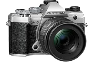 OM SYSTEM Fotocamera OM-5 con sistema Micro Quattro Terzi, incl. obiettivo M.Zuiko Digital ED 12-45mm PRO, sensore Live MOS da 20MP, stabilizzazione dell'immagine a 5 assi migliorata, argento/nero