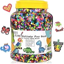 INSCRAFT Perles A Repasser, 21000 Pcs 5mm Perle à Repasser 22 Couleurs Avec 48 Motifs Planches Papiers à Repasser Pincettes Boîte De Rangement, Perles à Fusion Kit Artisanal Pour Cadeau Enfant
