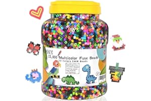 ‎INSCRAFT Inscraft Bügelperlen Set, 23000 teilige große Bügelperlen 5mm, 30 Farben Bügelperlen xl, Bügelperlen groß mit 5 Bügelpapier, 10 Bügelperlen Vorlagen und 3 Bügelperlen Platten, Steckperlen ab 3 jahre