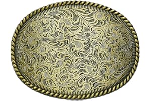 PH PandaHall Hebilla de cinturón floral, hebilla de cinturón de vaquero occidental, hebilla grabada, hebilla de cinturón ovalada para cinturón para hombres y mujeres, jeans, cinturón de cuero para