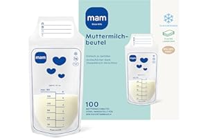 MAM Muttermilchbeutel | Stillbeutel aus BPA- & BPS-freiem Material | Auslaufsichere Milchbeutel mit Doppeldruckverschluss | Praktischer Standboden | Flach & platzsparend | 180 ml | 100 Stück