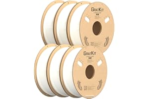 GratKit Filamento PETG 1.75mm, +/-0.03mm, Filamento PETG para Impresora 3D, Bobina de 6kg,6 paquetes, 6 * 1kg,Blanco