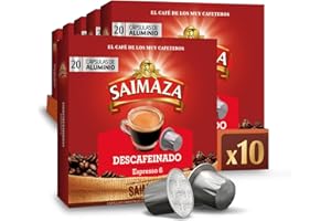 Saimaza Café Descafeinado Espresso 6 - 200 cápsulas de aluminio compatibles con máquinas Nespresso (R)