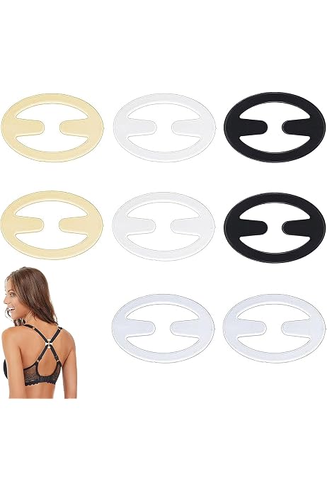 8 Stück BH Träger Clip Rücken, BH Clips Für BH Träger Rücken, BH Klammer Rücken, BH Zubehör, Für Trägerlose Und Racerback Oberteile (Hautfarbe, Weiß, Schwarz, Transparent