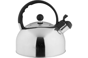 Axentia 220353 Bouilloire à sifflet en inox 2,5 L Poignée Noir