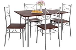 ‎CASARIA Casaria® Esstisch mit 4 Stühlen Holz 5-TLG Set Metall 110x70cm Industrial Esszimmer Küche Stühle Tisch Möbel Essgruppe Sitzgruppe Paul Eiche Dunkel