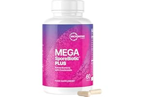 Microbiome Labs MegaSporeBiotic Plus with Antioxidants - Spore Based Probiotic, Active Bacteria Supplement to Boost Akkermansia, 4 Bacillus Strains for Gut Health - Vegan Probiotics (60 Capsules)