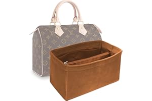 MTRSUE Original Samt Taschenorganizer Handtasche Einsatz Organisator Taschenformer Einsatz, Damen Taschen Organizer mit Metallreißverschluss für Neverfull Speedy und mehr