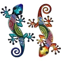 Lot De 2 Décorations Murales Gecko En Métal HONGLAND - Lézard 38,1 Cm Pour Jardin, Clôture Et Intérieur