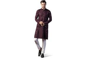 TOPLOT Kurta für Herren || Herren Ethnische Kleidung Pailletten bestickte Baumwollmischung Kurta Set || Herren Kurta
