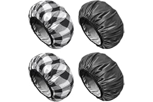 Aquior Large Shower Caps, 4-Pack Premium Soft Silky Satin Reusable Hair Cap For Long Hair and Big Hairstyles