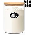 ComSaf 3000ML Glass Jar with Bamboo Lid, Large Glass Jar Wide Mouth Food Storage Container with Airtight Lid, Clear Glass Pantry Jar for Pasta Flour Rice Cookie Biscuit Sugar Storage, Big Laundry Jar