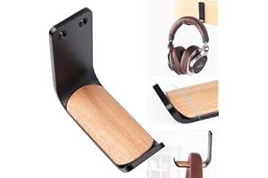 MeetRade Headphone Stand Holder Stick-On Adhesive Hooks Under-Desk Earphone Stand Headset Hanger Mount Aluminum Wallmount Hook Clamp Headphone Desk Hanger (black)