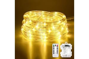 ‎ERUIBOS VAN Eruibos Van 10M 100 LEDS Lichterschlauch Batterie, Schlauch Außen mit Fernbedienung und Timer, IP65 Wasserdicht, 8 Modi und dimmbar Lichterkette Innen Strom für Weihnachten, Schwimmbad Deko 5.5mm