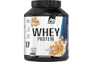 ‎ALL STARS All Stars 100% WHEY PROTEIN 2000g I Eiweiß-Pulver mit Whey-Konzentrat & Isolat I leckeres Low-Fat Powder I hochwertiges Protein-Pulver I cremiger Protein-Shake mit Cinnamon Cereal-Flavour