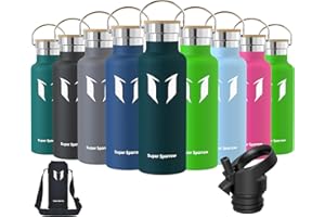 Super Sparrow Borraccia Termica - Bottiglia Termica Senza Perdite - 350ml/500ml/620ml/750ml/1L - Senza BPA Borracce Bambini - Per Scuola, Sport, Campeggio, Palestra, Ciclismo - Con 2 Tappi