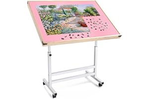 WESTHL Wooden Jigsaw Puzzle Table for Adults and Kids,Portable Folding Puzzle Table with Non-Slip Surface Tilting Board for Games or Gift for Puzzle Amateur (1500 Pcs with Boards NEW)