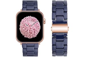 SEURE Compatible with Apple Watch Band 38mm 40mm 41mm 42mm 44mm 45mm, Women Men Resin Strap with Stainless Steel Buckle Replacement for Series SE/8/7/6/5/4/3/2/1