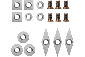 REACHMALL 12 Pieces Tungsten Carbide Cutters Inserts Set for Wood Lathe Turning Tools, Carbide Tipped Cutter Tool Accessories for DIY Wood Turning Rougher Detailer