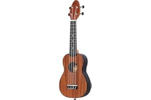 Ortega Guitars Ukulélé Soprano acoustique - modèle gaucher - Keiki K2 - Kit de démarrage incluant Accordeur, Courroie, 5 Médiators Medium et Sac à cordon - acajou (K2-MAH-L)
