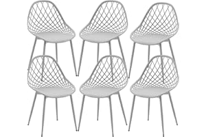buybyroom Set di 6 sedie per sala da pranzo, sedia moderna da cucina, struttura stabile con gambe in metallo, sedia 120 kg, colore: grigio