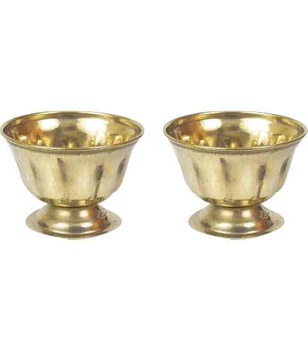 Spillbox Brass Chandhan Bowl - Kumkum, Turmeric, Sandalwood Pooja Holder, 1 Liter Capacity