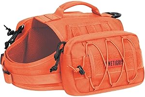 OneTigris Mammoth Dog Backpack 2.0 Version Tear Camping Hiking Dog Backpack for M/L Size Dogs (M, Orange)