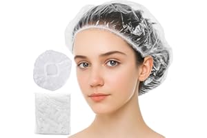 GUIGA 100 Gorros Desechables, Gorro Ducha de PláStico Para Mujeres y Hombres, Shower Cap Impermeables Para el Cabello, Impermeables Para uso DoméStico, Hotel, Spa y PeluqueríA, Blanco
