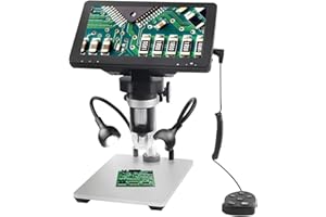 TWSOUL Microscopio digitale HD 1080P 7" schermo LCD, 1200X ingrandimento 12.0MP con 8 evidenziazioni regolabili, angolo regolabile microscopio elettronico digitale, compatibile con Windows