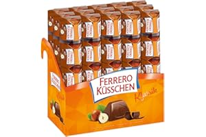 ‎FERRERO Ferrero Küsschen Klassik – Knackig geröstete Haselnuss umhüllt von feiner Schokolade – 15 Packungen à 5 Einzelpralinen