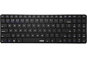 Rapoo | Teclado inalámbrico con QWERTY portugués (con tecnología multimodo Bluetooth y 2.4GHZ, Teclado Ultrafino de 4,9mm) Negro