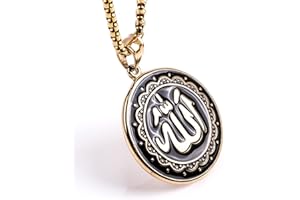HCMA Nouveau Or/Argent Couleur Titane Acier Arabe Islamique Dieu Allah Pendentif Collier Musulman Hommes Charme Jewelr