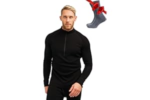 Merino.tech 100% Merinowolle Half Zip Pullover Herren – Atmungsaktiv Merino Unterwäsche Herren mit Reißverschluss