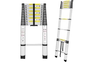 YA MI Telescopic Ladders, Multi-Purpose Folding Aluminum Extension Ladder, It is applicable to RV, Attic, Home and outdoor work, With the maximum bearing capacity of 150KG (15.5Ft/4.7M)