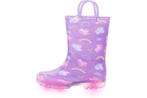 FUNCOO PLUS Boys Wellies for Kids, Unisex Toddler Wellingtons Boots Childrens Light Up Wellies Handle It Rain boots