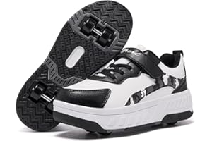 YINGCSM Schuhe mit Rollen für Jungen Mädchen, Kinder Rollschuhe, 2-in-1 Roller Schuhe Turnschuhe Skateboardschuhe