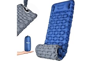 OCOOKO Self Inflating Camping Mat - Widen&Thicken Sleeping Pad with Pillow Waterproof Folding Foot Pump Camp Mattress for Backpacking Hiking Traveling