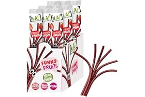 ‎NA! NA! - Funny Fruits Erdbeere/Apfel - Lustiger Fruchtstick zum Auseinanderziehen und Teilen - natürlicher Snack für Kinder - 100% Frucht, ohne Zuckerzusatz, vegan - für Sport, Schule - 15x16g