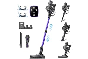 VEXILAR Cordless Vacuum Cleaner with Upgraded Floor Brush, 30Kpa Powerful Stick Vacuum with Touch Display, Self-Standing Design, Detachable Battery Handle, Lightweight Vacuum for Hard Floor Carpet Pet hair