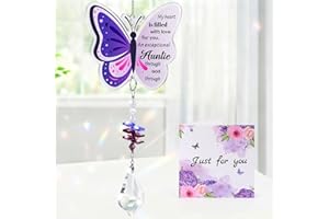 Belillpipi Gifts for Auntie, Butterfly Crystal Suncatcher Hanging Ornament, Auntie Birthday Gifts, Birthday, Christmas, or Appreciation Presents for Auntie