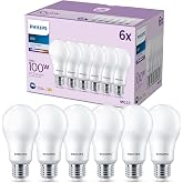 Philips Bombilla LED, Casquillo E27, 13 W, 4000 Kelvins, 1521 Lumens, No Regulable, Pack de 6 Unidades, Blanco Frio | Luz Bla