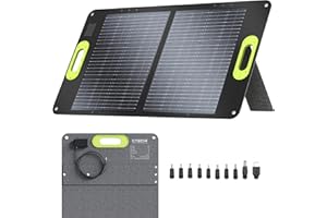 CTECHi Panel solar plegable de 60W, kit de cargador solar portátil, resistente al agua IP67 para estación de energía portátil, energía fuera de la red, caravana al aire libre y emergencia