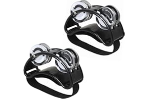 HYMAIPROSPERITY 2Pcs Bright Foot Tambourine Percussion Lightweight Half Moon Musical Instrument 2‑Row Foot Tambourine for Party Shoes Gift Singer