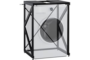 CLP Waschmaschinenregal Caleb I Waschturm für bis zu Zwei Haushaltsgeräte I Waschmaschinenüberbau aus Stahl I Wäschetrocknerständer, Farbe:schwarz