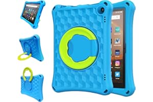 ODQQDO Fire HD 8 Case (2024/2022/2020 Release,12/10th Generation) for New Fire HD 8 Light EVA 360 Turn Handle Folding Rack Cover(Blue)