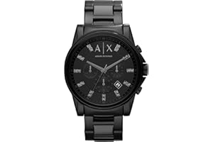 Armani Exchange Reloj Hombre, Movimiento cronógrafo de cuarzo, 45mm Caja de acero con correa de piel, AX2098, Gris