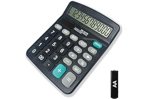 LEVOMAT Electronic Calculator 12 Digit Large Display, Solar Battery LCD Display Office Calculator with AA Battery Included